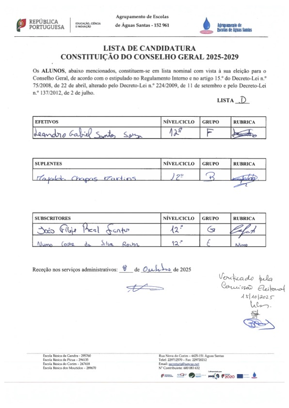 alunos lista d